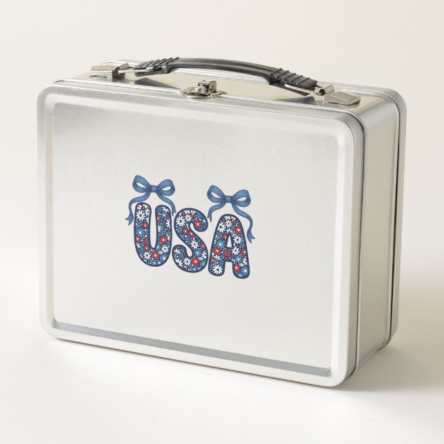 Lunch Box Fleur USA Nœud Patriotique Conception Vectorielle_ (Devant)