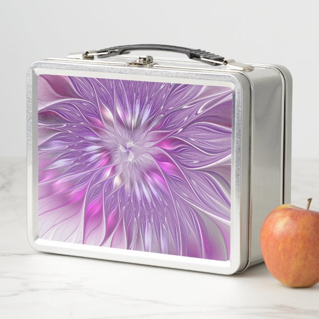 Lunch Box Fleur violette rose Passion Abstrait Art fractal (En situation)