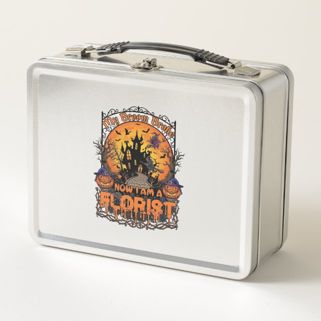 Lunch Box Fleuriste Balai Cassé Sorcière Halloween Citrouill (Devant)