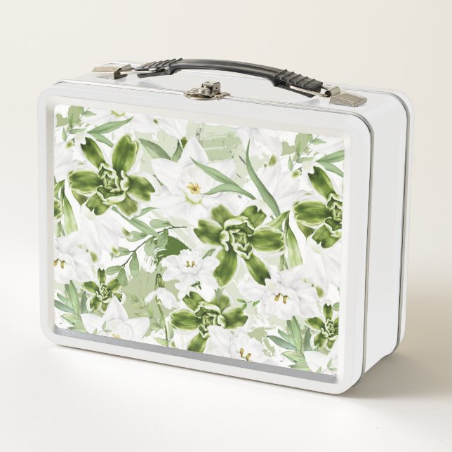 Lunch Box Fleurs Aquarelles Blanches 2 (Devant)