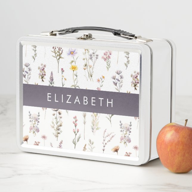 Lunch Box Fleurs colorées, Fleurs sauvages, Verdure, Votre N (En situation)