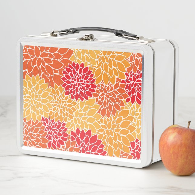 Lunch Box Fleurs Dahlia, Motif De Fleurs, Dahlia Orange (En situation)
