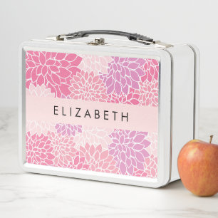 Lunch Box Fleurs Dahlia Roses, Motif De Fleurs, Votre Nom