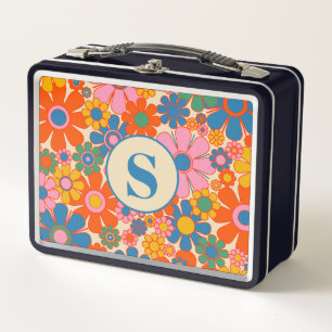 Lunch Box Fleurs de jardin rétro coloré 60s Floral Initial