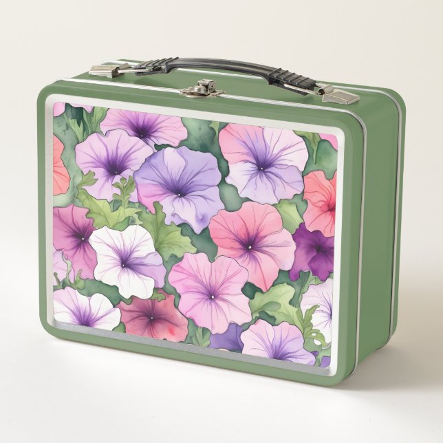 Lunch Box Fleurs de pétunia aquarelle (Devant)