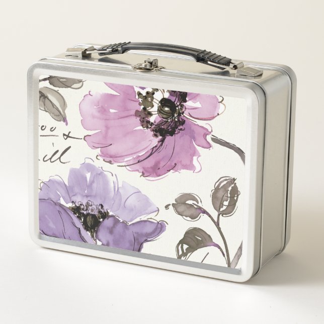 Lunch Box Fleurs de valse florales d'aquarelle de prune (Devant)