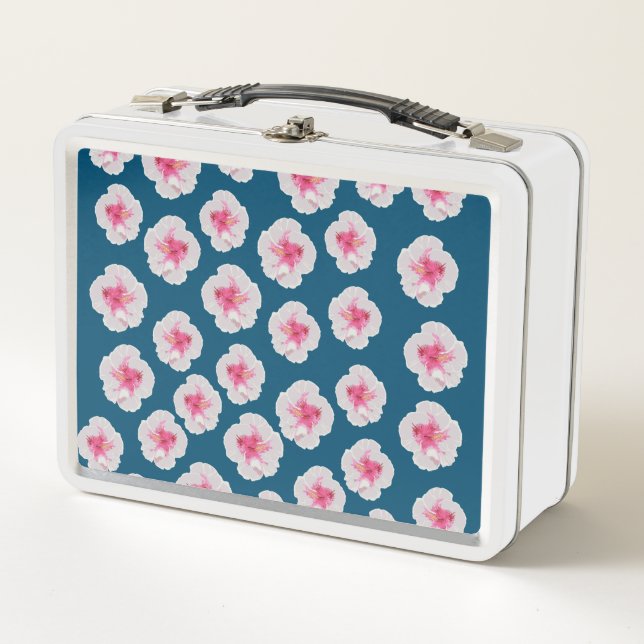 Lunch Box Fleurs d'Hibiscus Blanc Personnalisé (Devant)