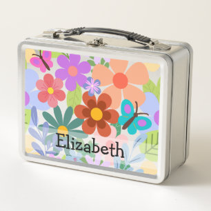 Lunch Box Fleurs mignonnes et papillons personnalisés