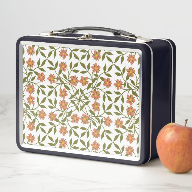 Lunch Box Fleurs orange, motif floral, verdure, Boho (En situation)