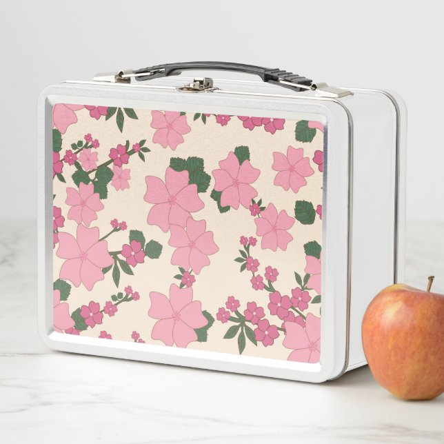 Lunch Box Fleurs Roses, Motif Floral, Motif De Fleurs (En situation)