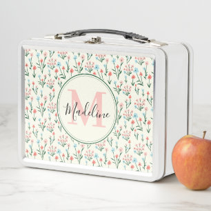 Lunch Box Fleurs végétales florales Monogrammes roses