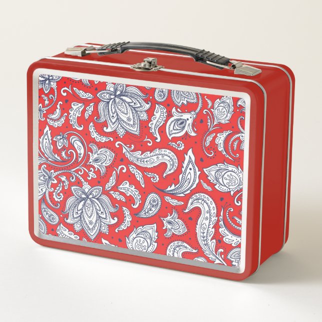Lunch Box Fleurs vintages rouges mignons motif (Devant)