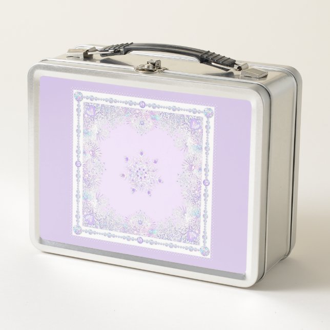 Lunch Box flocon de neige violet clair et coeur étincelant (Devant)