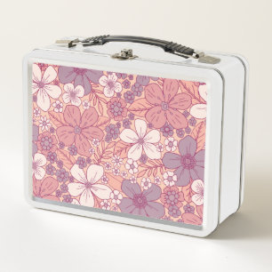 Lunch Box Floral rose et violet pastel