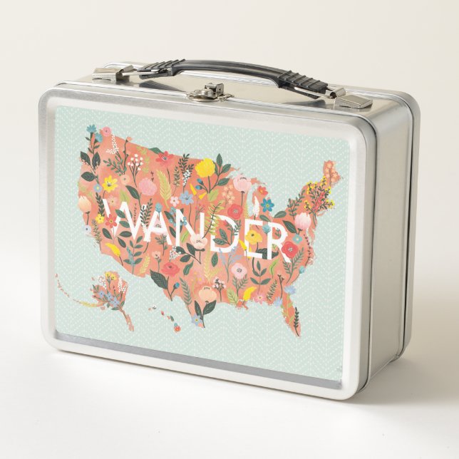 Lunch Box Floral USA Map - Wild Garden (Devant)