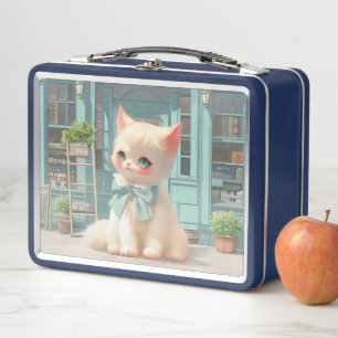 Lunch Box Fluffy Kitten avec Blue Bow à la pâtisserie