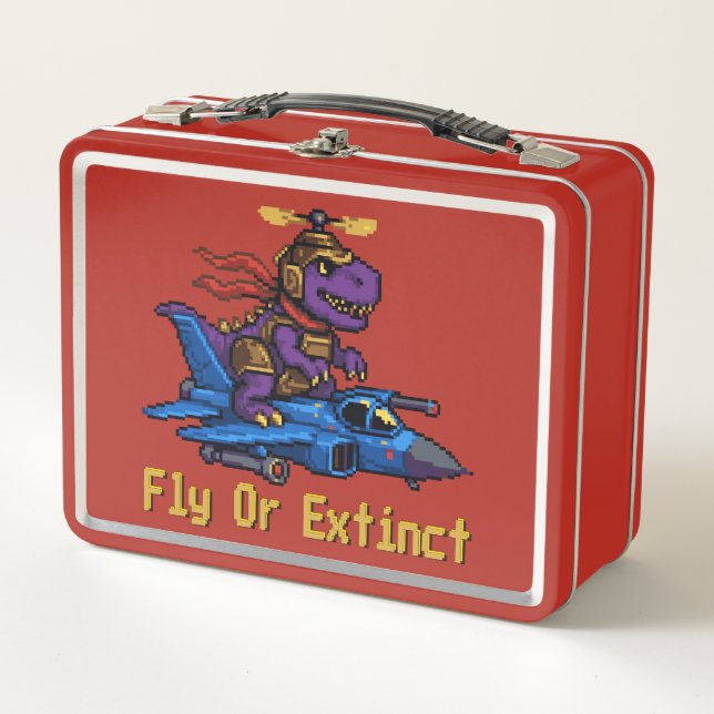 Lunch Box Fly Or Extinct Pixel Art Dinosaure Pilote De Chass (Devant)