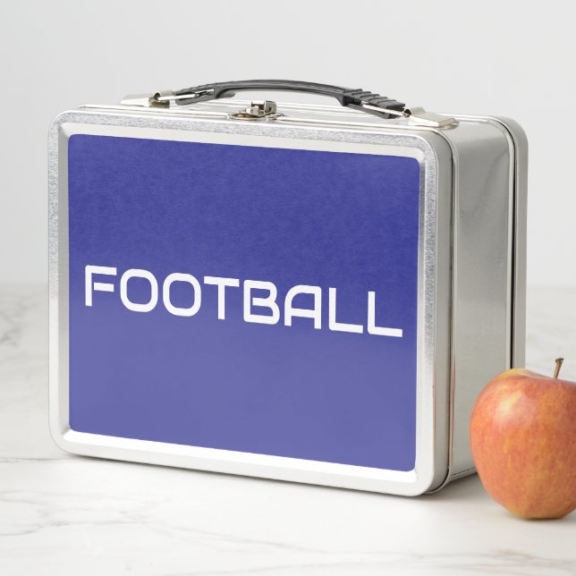 Lunch Box FOOTBALL Athlétique Bleu Foncé Moderne Texte Blanc (En situation)