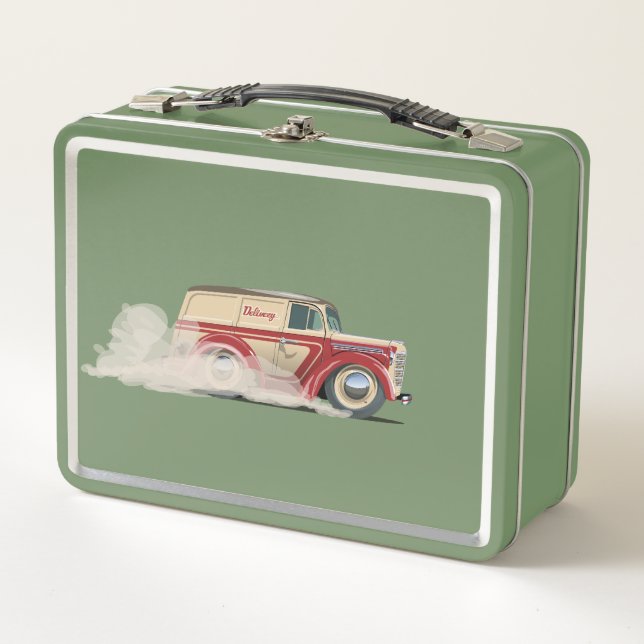 Lunch Box Fourgonnette de livraison de dessin animé rétro (Devant)