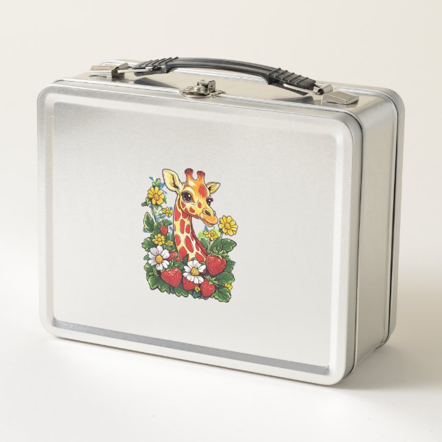 Lunch Box Fraises et fleurs de girafe Gira mignonne graphiqu (Devant)