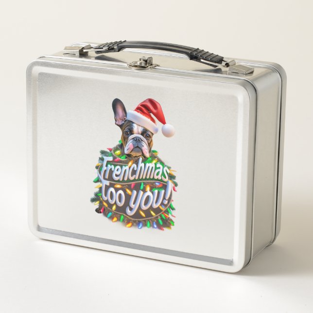 Lunch Box Frenchmas to you Bulldog Chien de Noël Lumière (Devant)