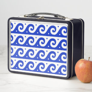 Lunch Box Fret grec, Motif d'onde méditerranéen, Bleu