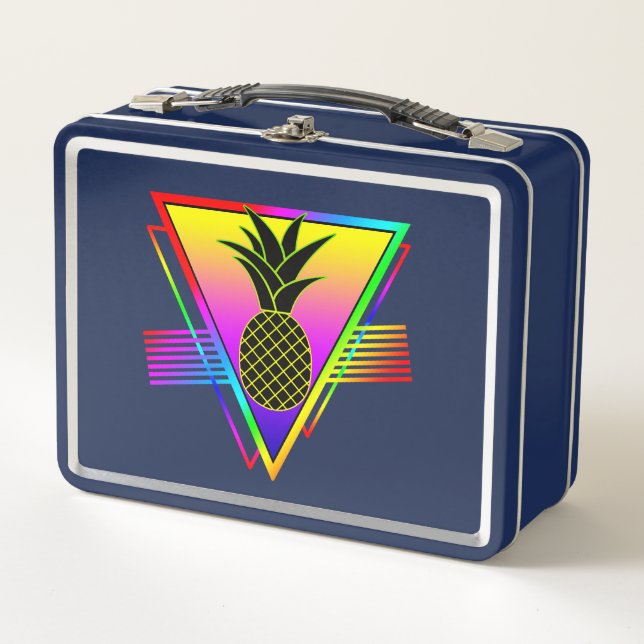 Lunch Box Fruit d'été rétro moderne Silhouette ananas (Devant)