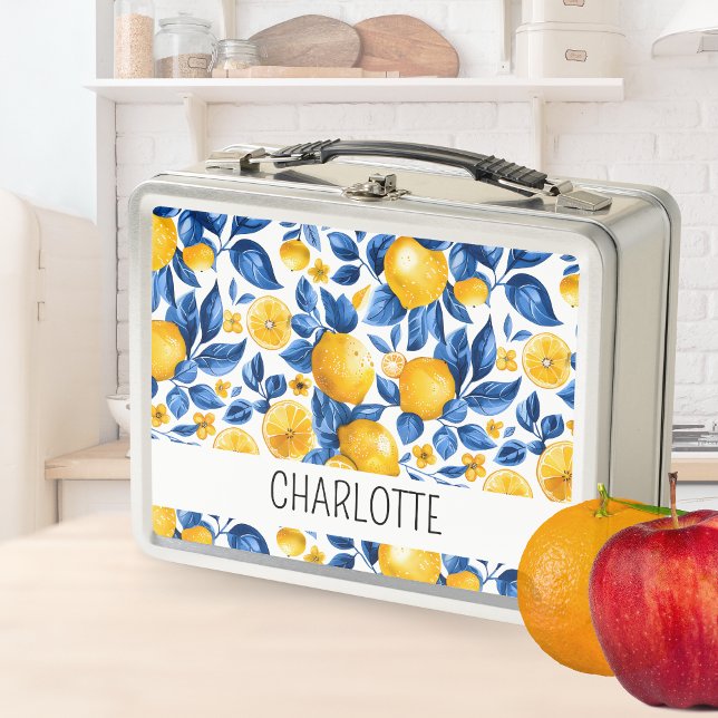 Lunch Box Fruits tropicaux Motifs de citron Nom personnalisé (Créateur téléchargé)