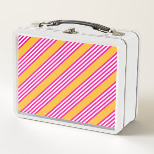 Lunch Box Fuchsia et jaune cinq bandes motif