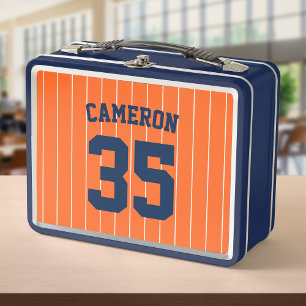 Lunch Box Fully Editable Colors Baseball Jersey Stripes Name