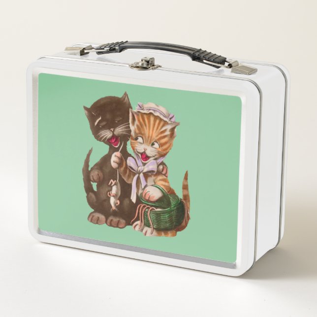 Lunch Box Fun Chat Lady Jaune Donnant Des Rats À Homme Chat  (Devant)