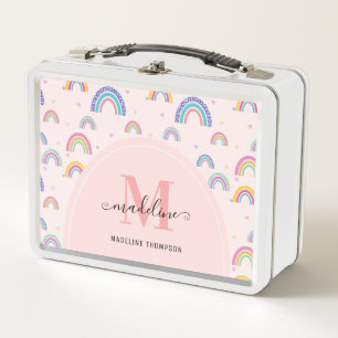 Lunch Box Fun Coloré Rose Arc-en-ciel Girl Monogramme