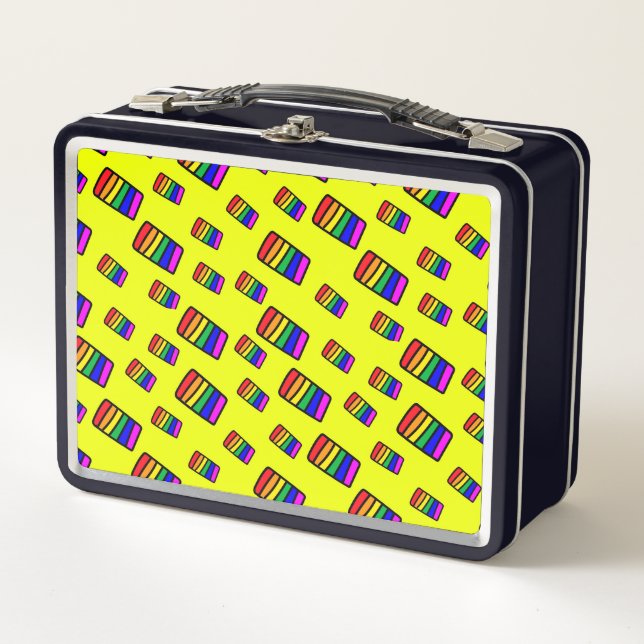 Lunch Box Funky Neon Rainbow Block Motif (Devant)