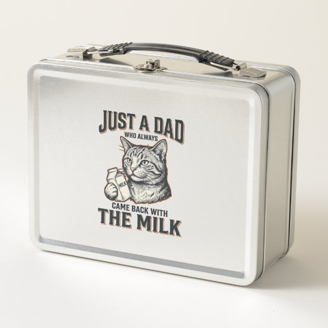 Lunch Box Funny Cat Dad Came Back With The Milk Vintage Shir (Devant)