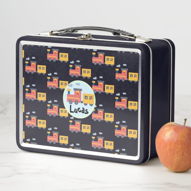 Lunch Box Funny dinosaur train camion garçon Retour à l'écol (En situation)