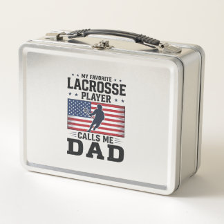 Lunch Box Funny Lacrosse Dad American Flag Vintage Shirt Des