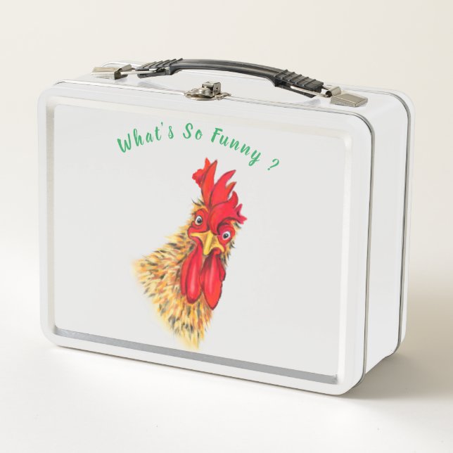 Lunch Box Funny Surprised Curious Rooster - What's So Funny (Devant)