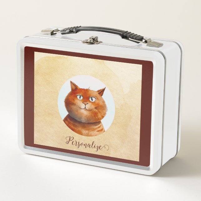 Lunch Box Funny Tabby Cat Feline Personnalisé (Devant)