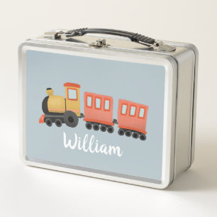 Lunch Box Garçons Cute Blue Modern Train École de Voyage
