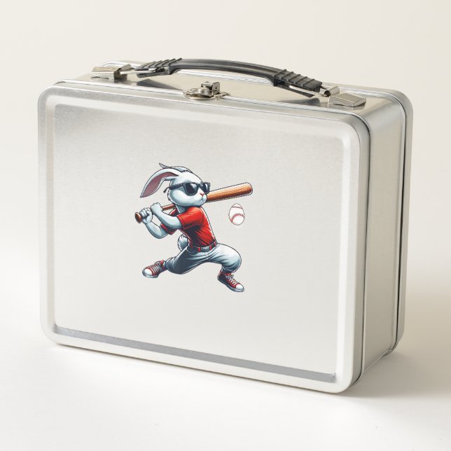 Lunch Box Garçons Enfants Lapin de Pâques Heureux Jouant au  (Devant)