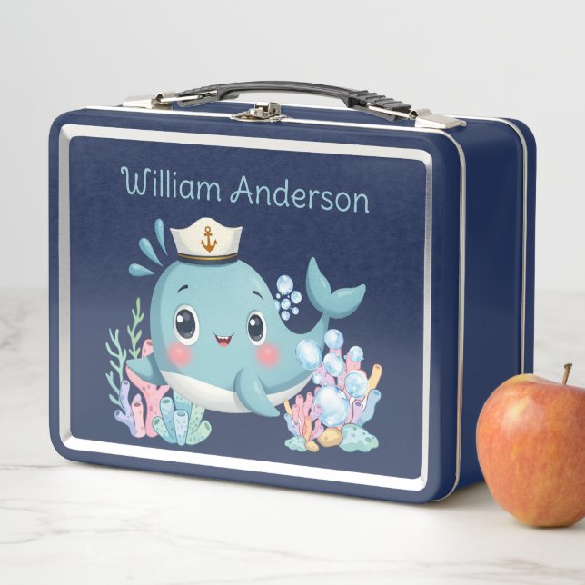 Lunch Box Garçons Mignon Baleine Bleue Enfants École  (En situation)