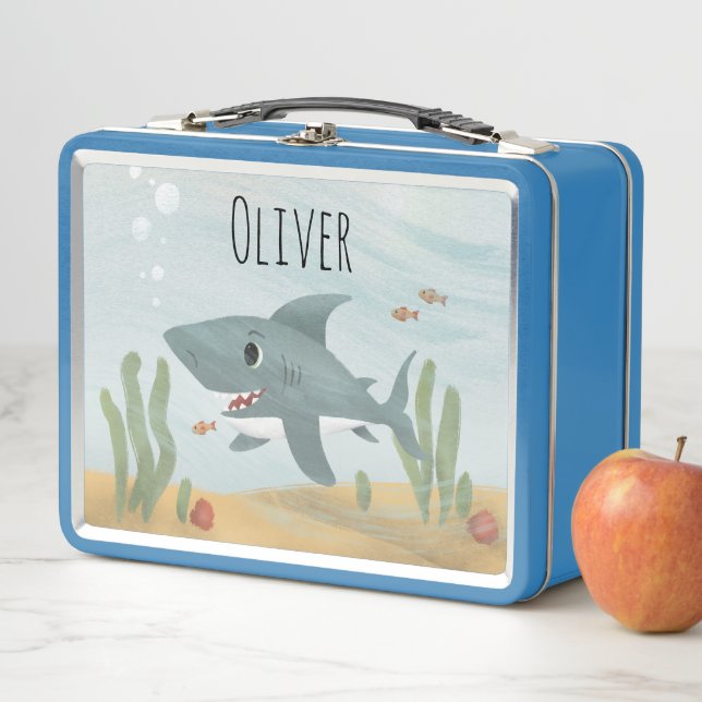 Lunch Box Garçons Mignon Océan Bleu Requin École Enfants (En situation)