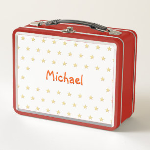 Lunch Box Garçons personnalisés Enfants Nom Gold Stars Red S