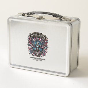 Lunch Box Gardien de drapeau numérique patriotique Cyberpunk