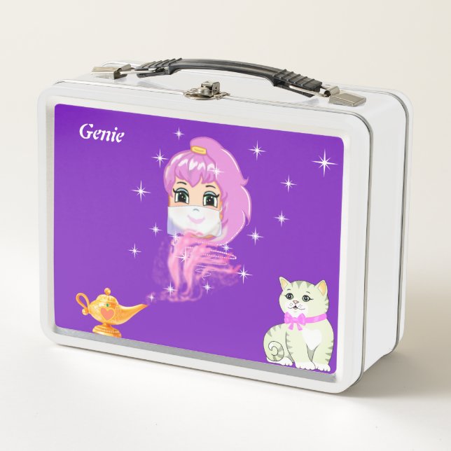 Lunch Box Génie mignon, lampe magique, chat & étoiles sur vi (Devant)