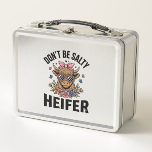 Lunch Box Génisse drôle de vache florale papillon design vin