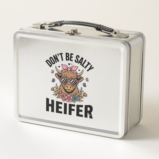 Lunch Box Génisse drôle de vache florale papillon design vin (Devant)