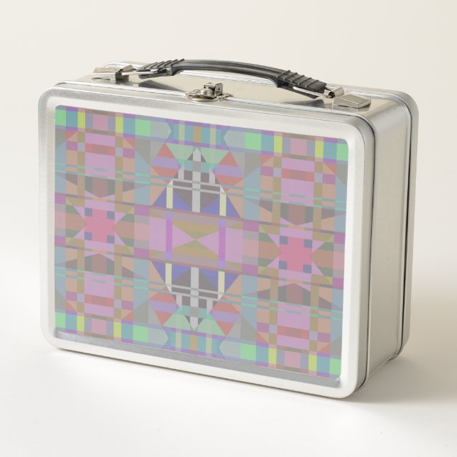 Lunch Box Géométrique vert violet rose (Devant)