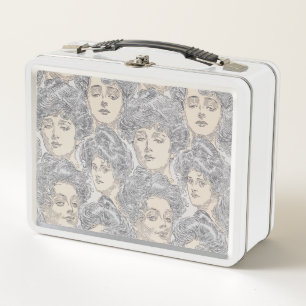 Lunch Box Gibson fille victorienne motif noir blanc rose