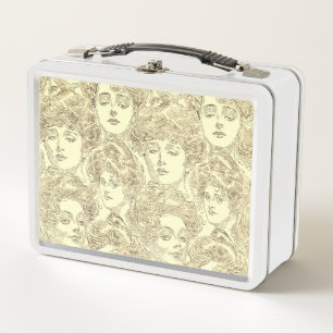 Lunch Box Gibson fille victorienne motif sépia or brun